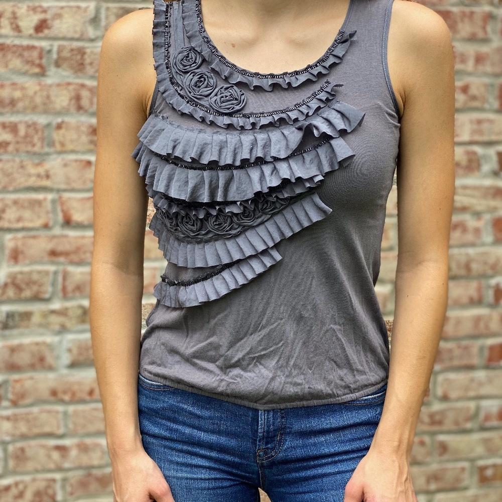 Loft Petite Sequence/Flower Tank Top